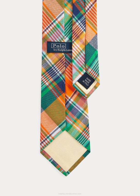 orange/grøn multi Mænd Ralph Lauren plaid bomuldsslips Z426B2410
