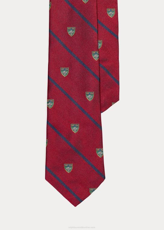 rød Mænd Ralph Lauren stribet silke klub slips Z426B2269