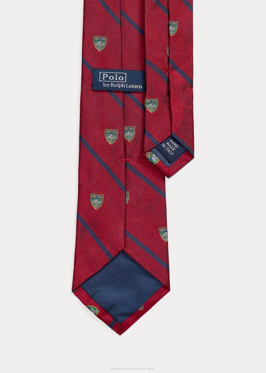 rød Mænd Ralph Lauren stribet silke klub slips Z426B2269