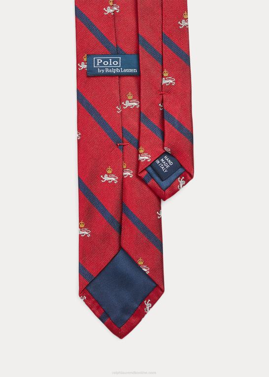 rød Mænd Ralph Lauren stribet silke klub slips Z426B2275