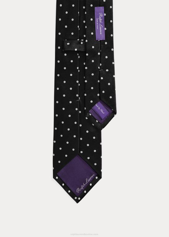 sort Mænd Ralph Lauren polkaprikket silke satinslips Z426B2684