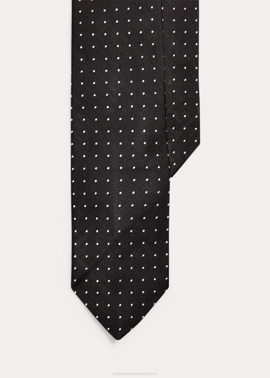 sort hvid Mænd Ralph Lauren dot silke repp smalt slips Z426B8796