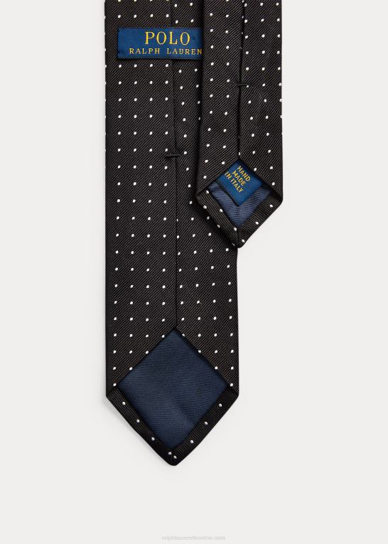 sort hvid Mænd Ralph Lauren dot silke repp smalt slips Z426B8796