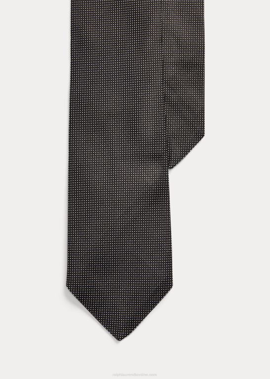 sort hvid Mænd Ralph Lauren pin dot silke smalt slips Z426B2651