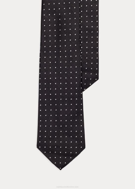 sort hvid Mænd Ralph Lauren polkaprikket silkeslips Z426B2273
