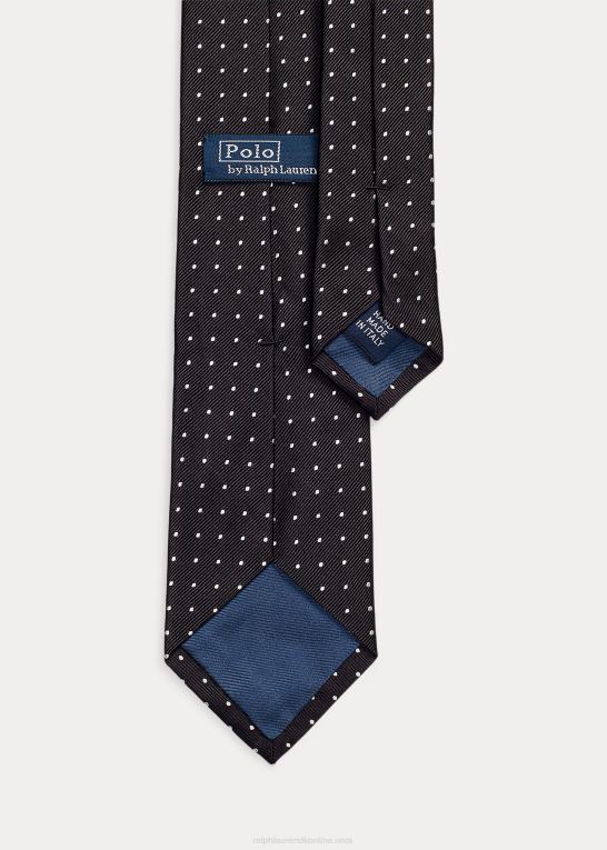 sort hvid Mænd Ralph Lauren polkaprikket silkeslips Z426B2273