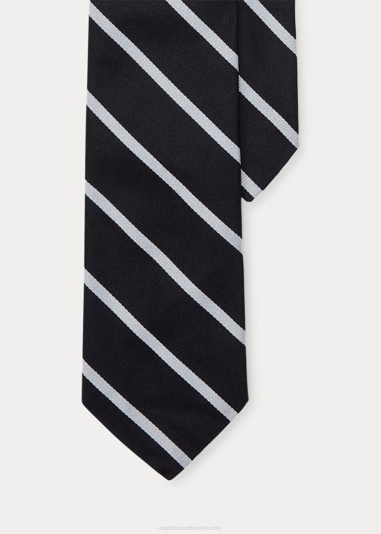 sort hvid Mænd Ralph Lauren stribet silke repp smalt slips Z426B8795