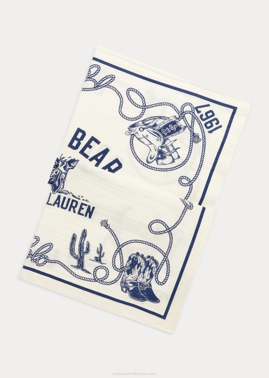creme/blå Mænd Ralph Lauren polobjørn bomuldsbandana Z426B2441