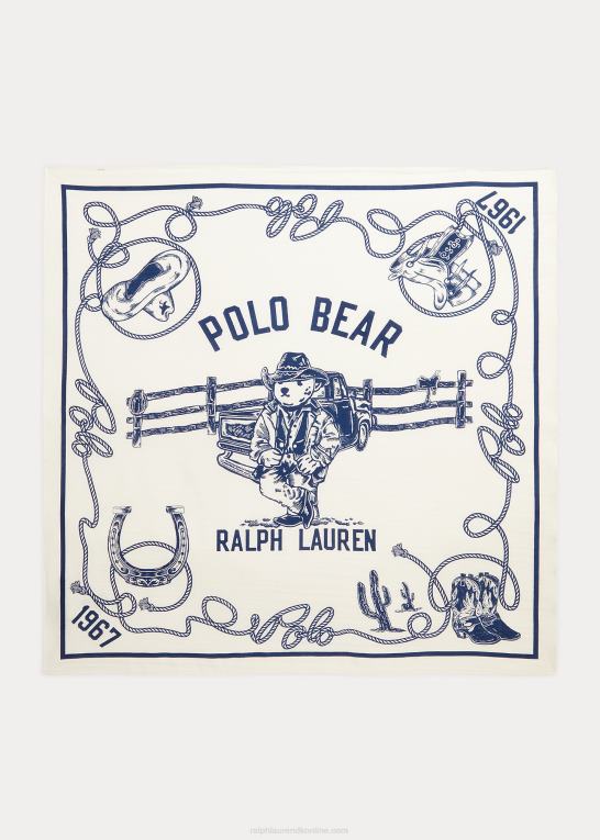 creme/blå Mænd Ralph Lauren polobjørn bomuldsbandana Z426B2441