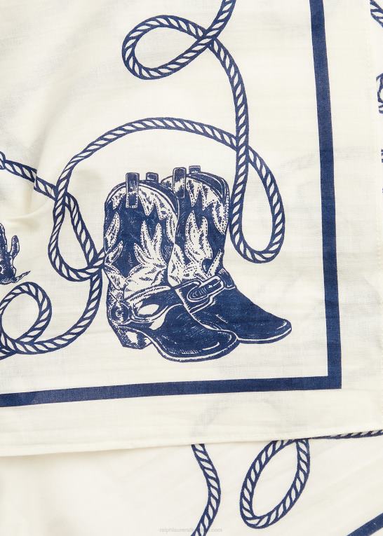 creme/blå Mænd Ralph Lauren polobjørn bomuldsbandana Z426B2441