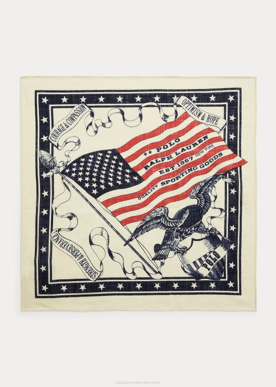 creme multi Mænd Ralph Lauren flag & eagle bomuldsbandana Z426B2462