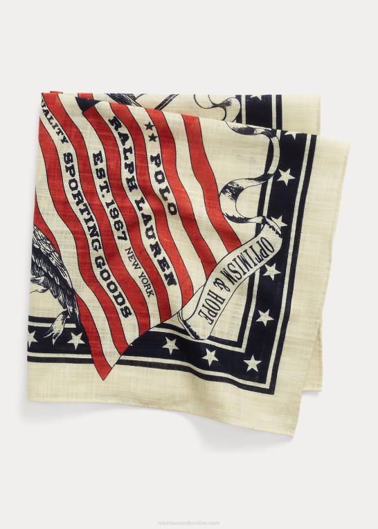 creme multi Mænd Ralph Lauren flag & eagle bomuldsbandana Z426B2462