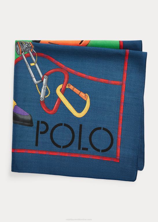 grøn/marine multi Mænd Ralph Lauren uld-silke grafisk bandana Z426B2527