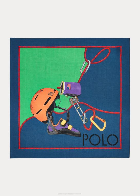 grøn/marine multi Mænd Ralph Lauren uld-silke grafisk bandana Z426B2527