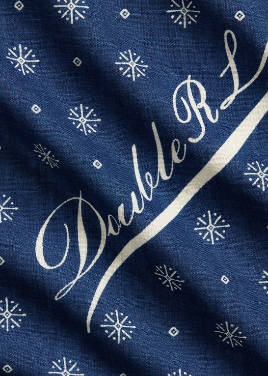 indigo/creme Mænd Ralph Lauren bomuldsbandana med logo Z426B5486