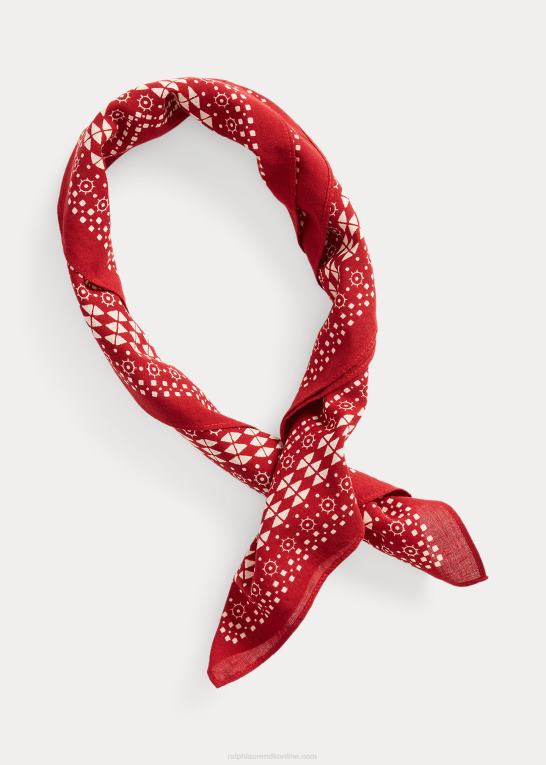 kalkunrød/fløde Mænd Ralph Lauren bomuldsbandana med logo Z426B5487