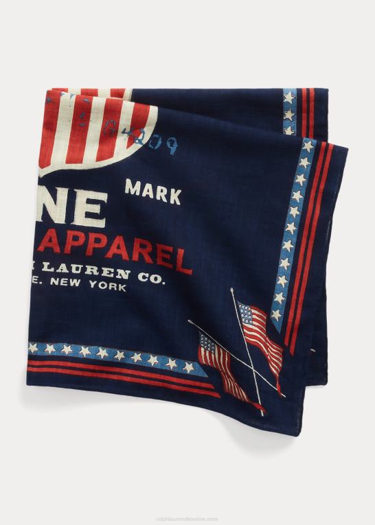 marineblå multi Mænd Ralph Lauren americana logo bomuldsbandana Z426B2458