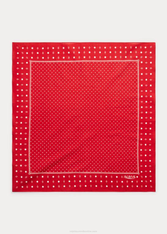 rød/creme Mænd Ralph Lauren bomuldsbandana med geometrisk tryk Z426B2464