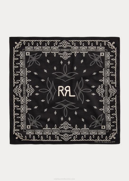 sort/creme Mænd Ralph Lauren bomuldsbandana med logo Z426B8860