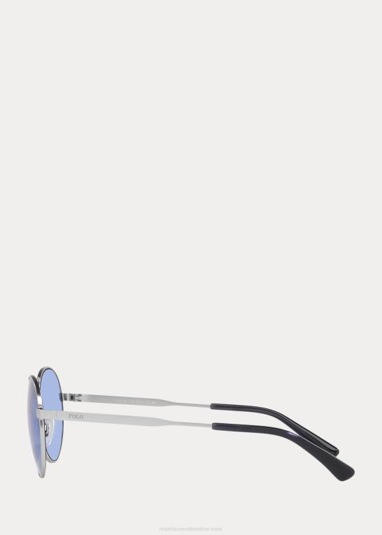 halvskinnende sølv Mænd Ralph Lauren runde metal solbriller Z426B5569