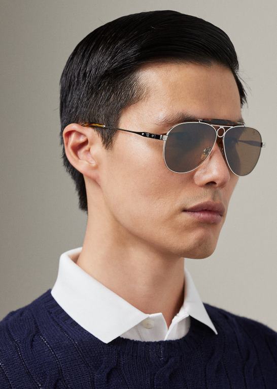 sølv Mænd Ralph Lauren pilotsolbriller i metal til biler Z426B9057