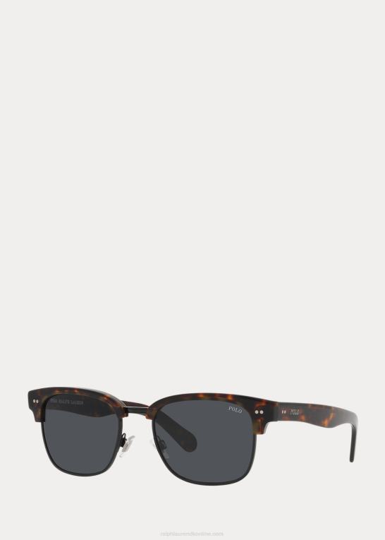 skinnende mørk havana Mænd Ralph Lauren firkantede akademi solbriller Z426B9061