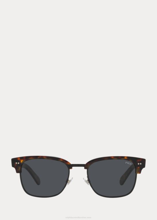 skinnende mørk havana Mænd Ralph Lauren firkantede akademi solbriller Z426B9061