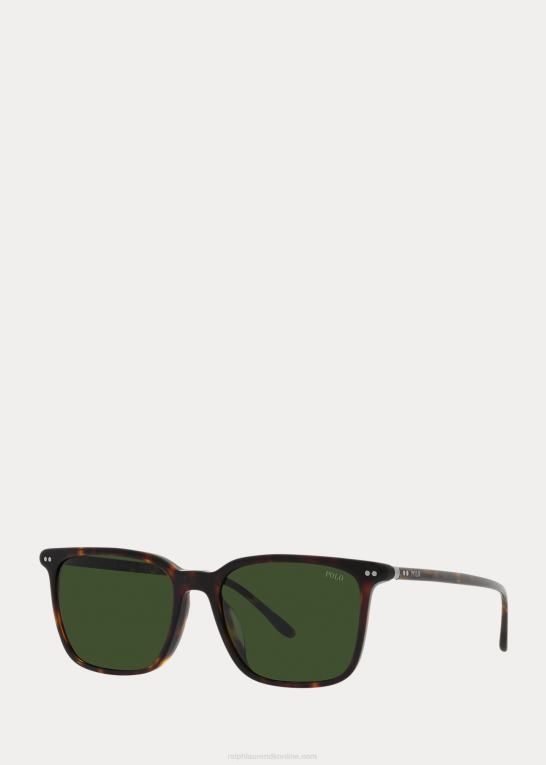 skinnende mørk havana Mænd Ralph Lauren firkantede akademi solbriller Z426B9063