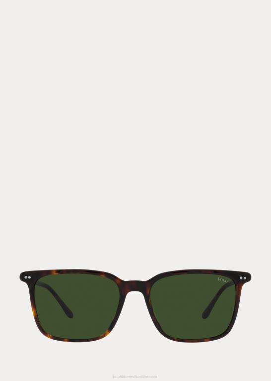 skinnende mørk havana Mænd Ralph Lauren firkantede akademi solbriller Z426B9063