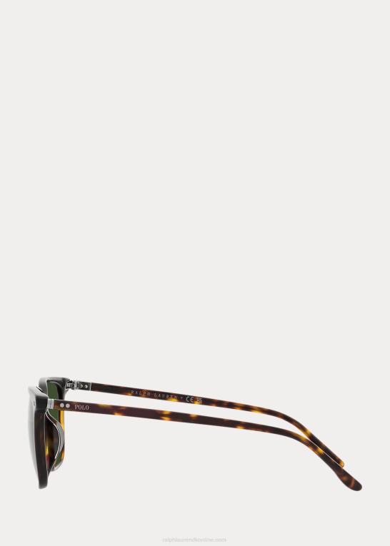 skinnende mørk havana Mænd Ralph Lauren firkantede akademi solbriller Z426B9063