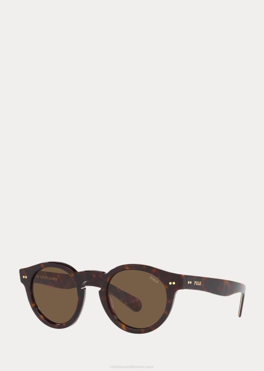 skinnende mørk havana Mænd Ralph Lauren plaid panto solbriller Z426B8756