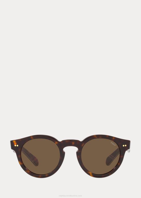 skinnende mørk havana Mænd Ralph Lauren plaid panto solbriller Z426B8756