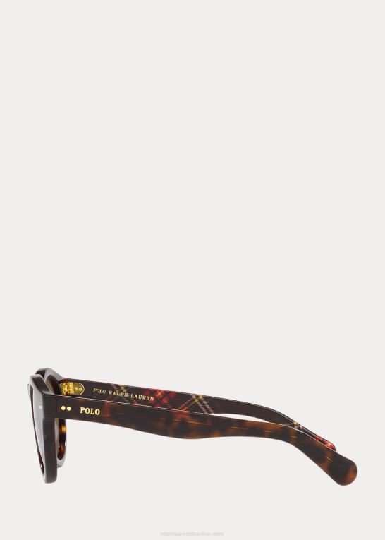 skinnende mørk havana Mænd Ralph Lauren plaid panto solbriller Z426B8756