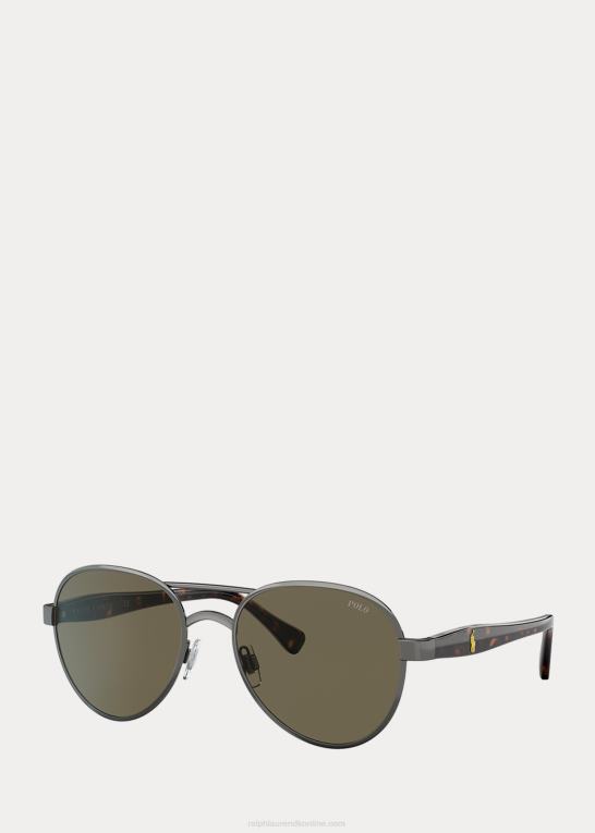 skinnende mørkt gunmetal Mænd Ralph Lauren farve shop pilot solbriller Z426B8772