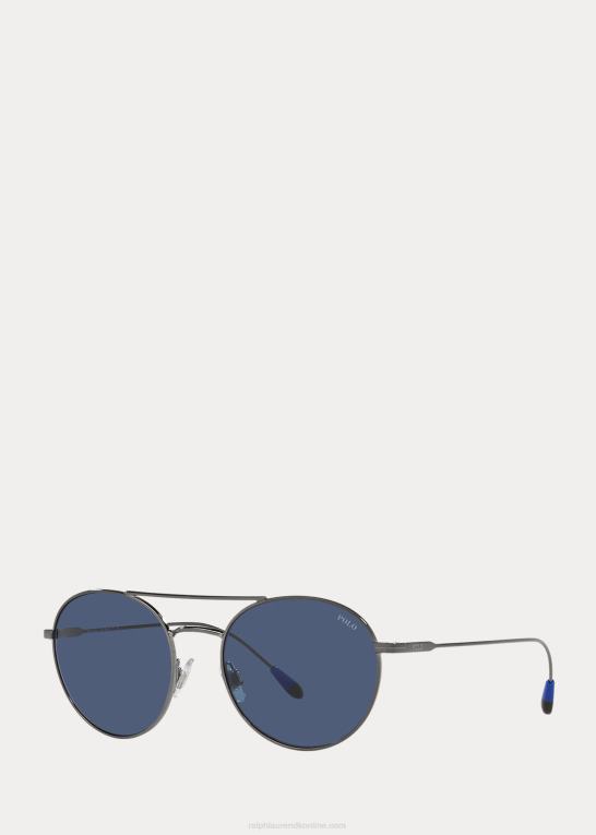 skinnende mørkt gunmetal Mænd Ralph Lauren metal panto solbriller Z426B2238