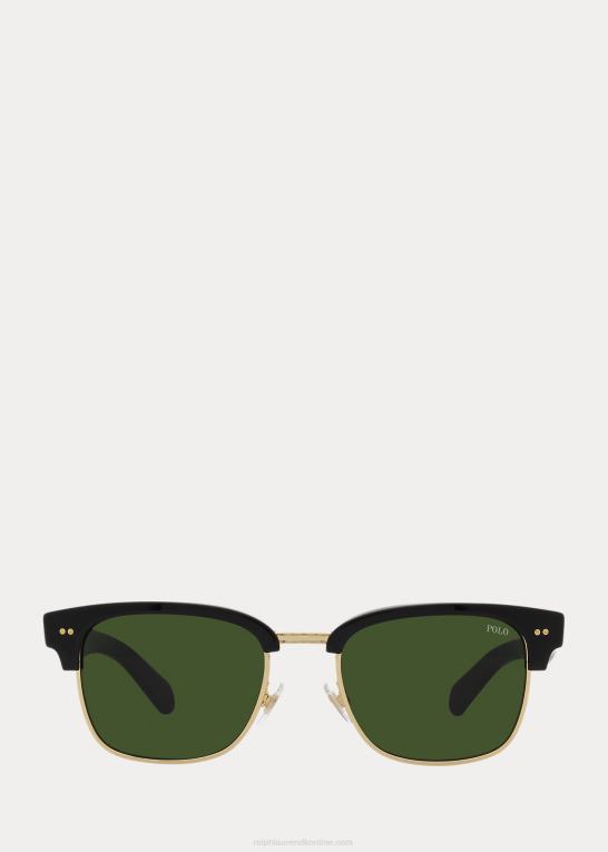 skinnende sort Mænd Ralph Lauren firkantede akademi solbriller Z426B9060