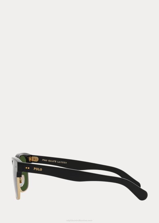 skinnende sort Mænd Ralph Lauren firkantede akademi solbriller Z426B9060