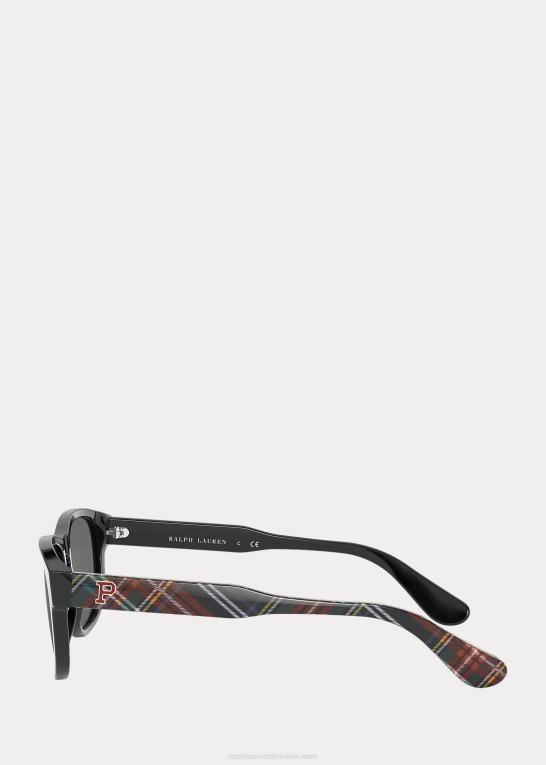 skinnende sort med tartan Mænd Ralph Lauren Tartan kollegiale solbriller Z426B2784