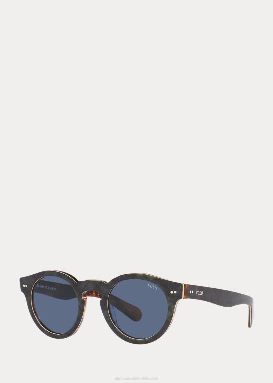 skinnende sort ur på h Mænd Ralph Lauren plaid panto solbriller Z426B8755