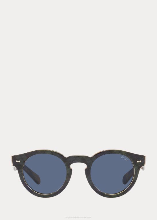 skinnende sort ur på h Mænd Ralph Lauren plaid panto solbriller Z426B8755