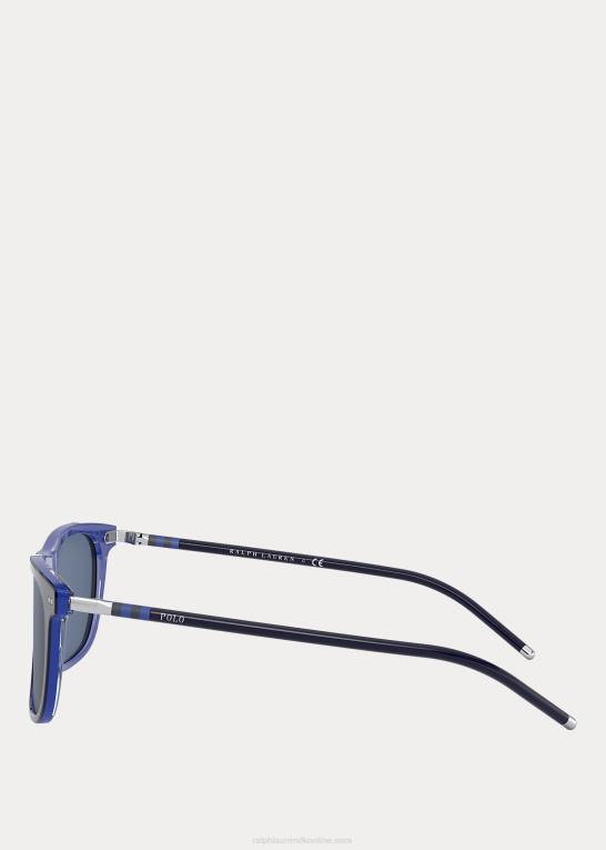 skinnende top marineblå på royal Mænd Ralph Lauren stribede kollegiale solbriller Z426B2778