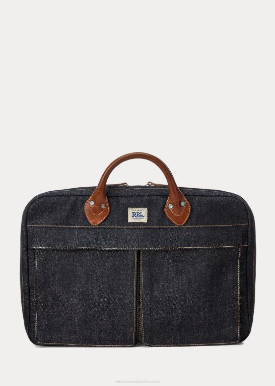 indigo Mænd Ralph Lauren denim dokumentmappe i læder Z426B8859