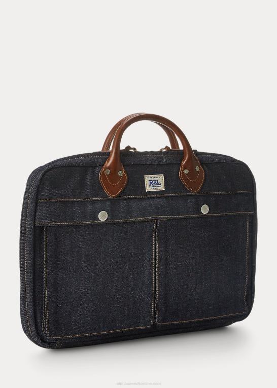 indigo Mænd Ralph Lauren denim dokumentmappe i læder Z426B8859