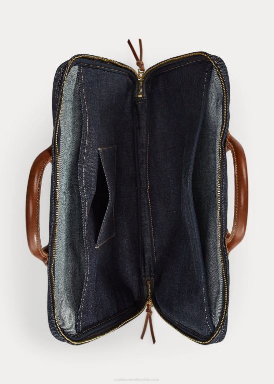 indigo Mænd Ralph Lauren denim dokumentmappe i læder Z426B8859