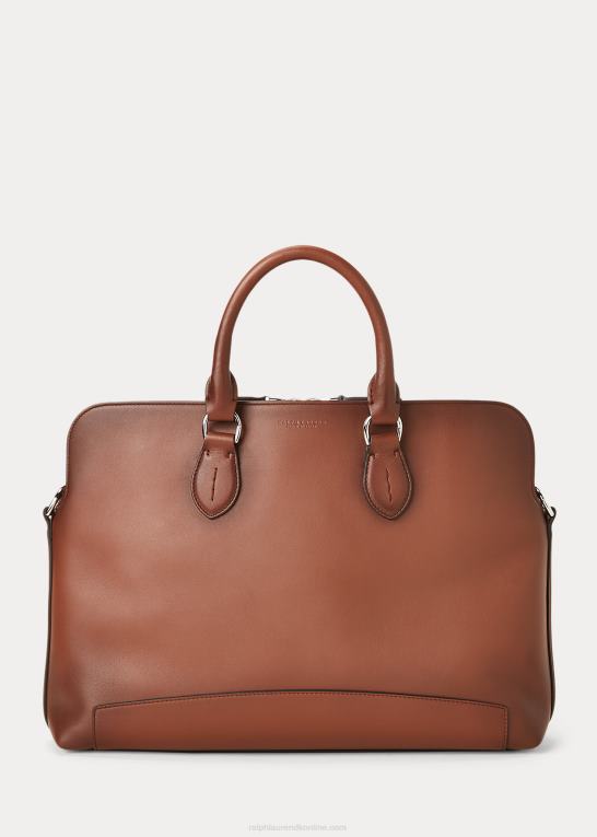 kastanje Mænd Ralph Lauren poleret kalveskind voyager dokumentmappe Z426B2659
