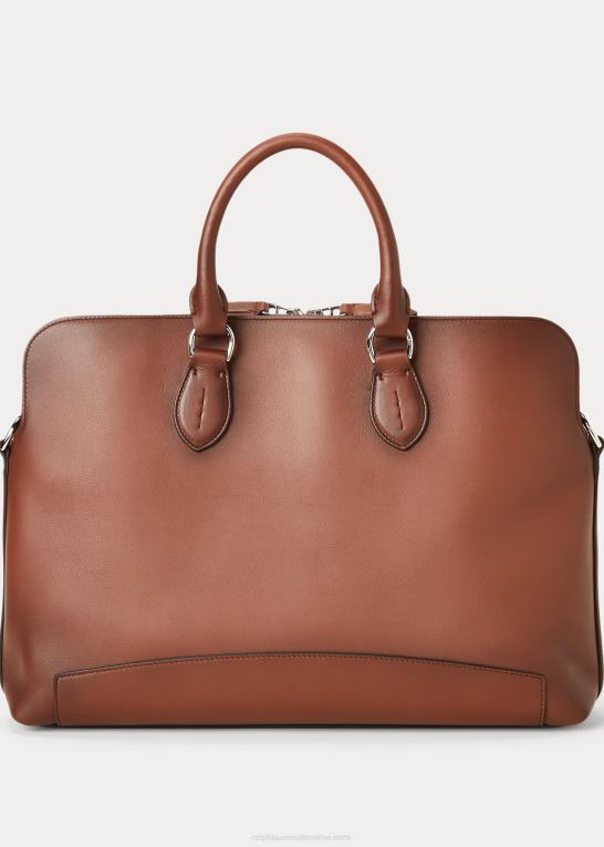 kastanje Mænd Ralph Lauren poleret kalveskind voyager dokumentmappe Z426B2659