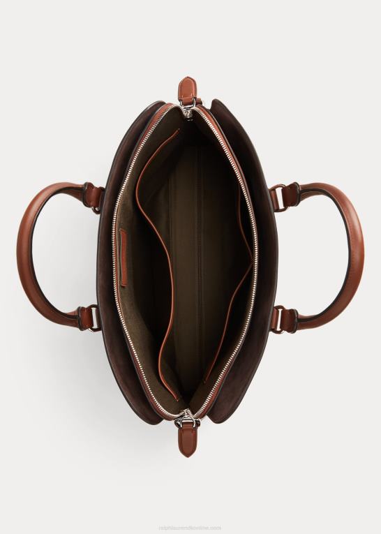 kastanje Mænd Ralph Lauren poleret kalveskind voyager dokumentmappe Z426B2659
