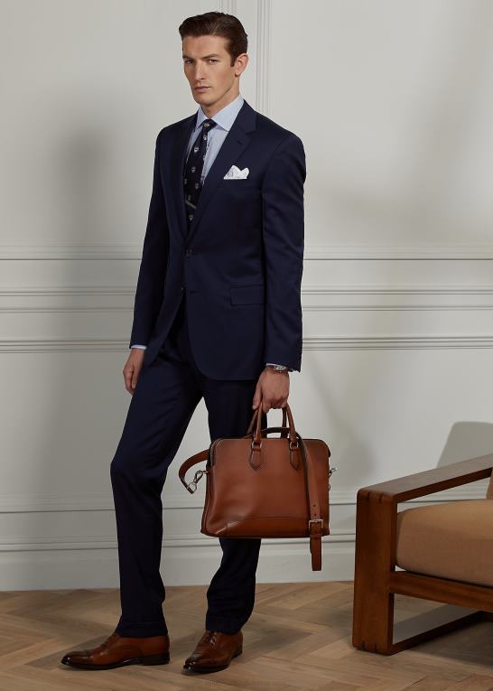 kastanje Mænd Ralph Lauren poleret kalveskind voyager dokumentmappe Z426B2659