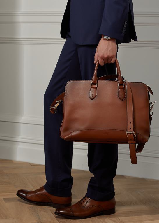 kastanje Mænd Ralph Lauren poleret kalveskind voyager dokumentmappe Z426B2659