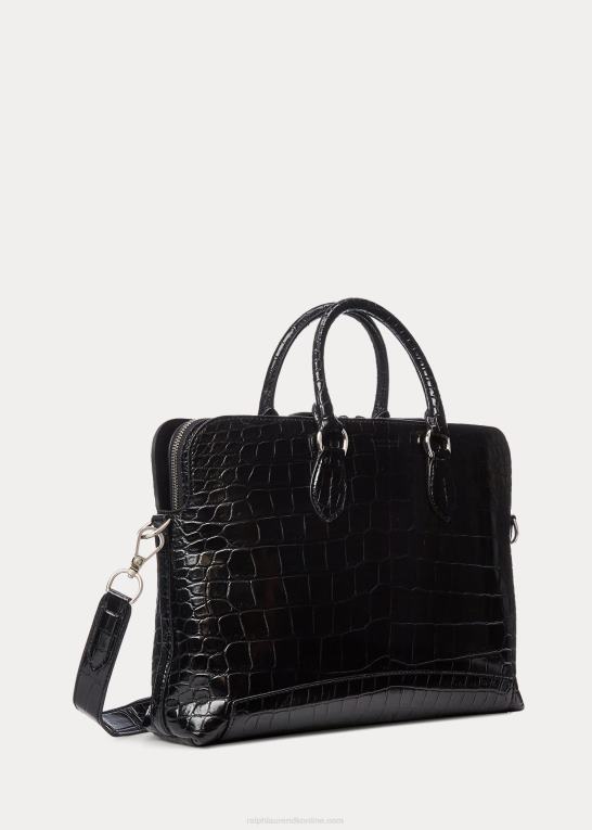 sort Mænd Ralph Lauren krokodille voyager dokumentmappe Z426B9016